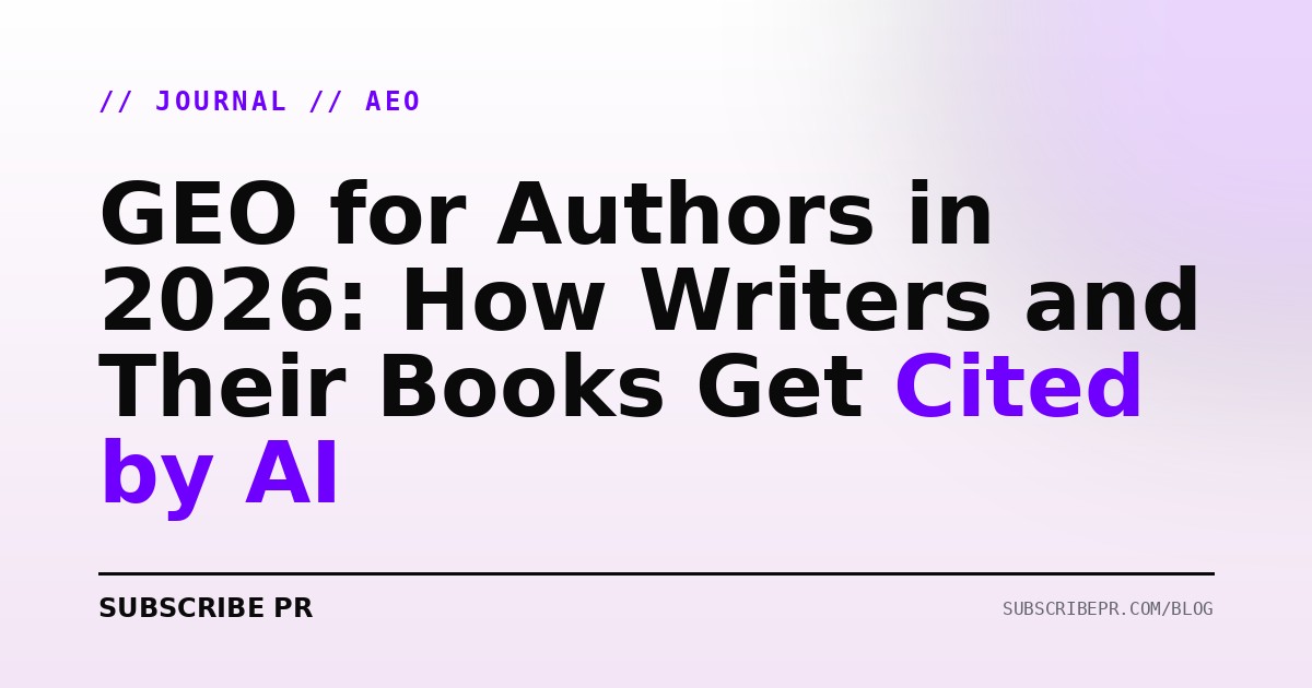 GEO for Authors in 2026: How Writers and Their Books Get Cited by AI