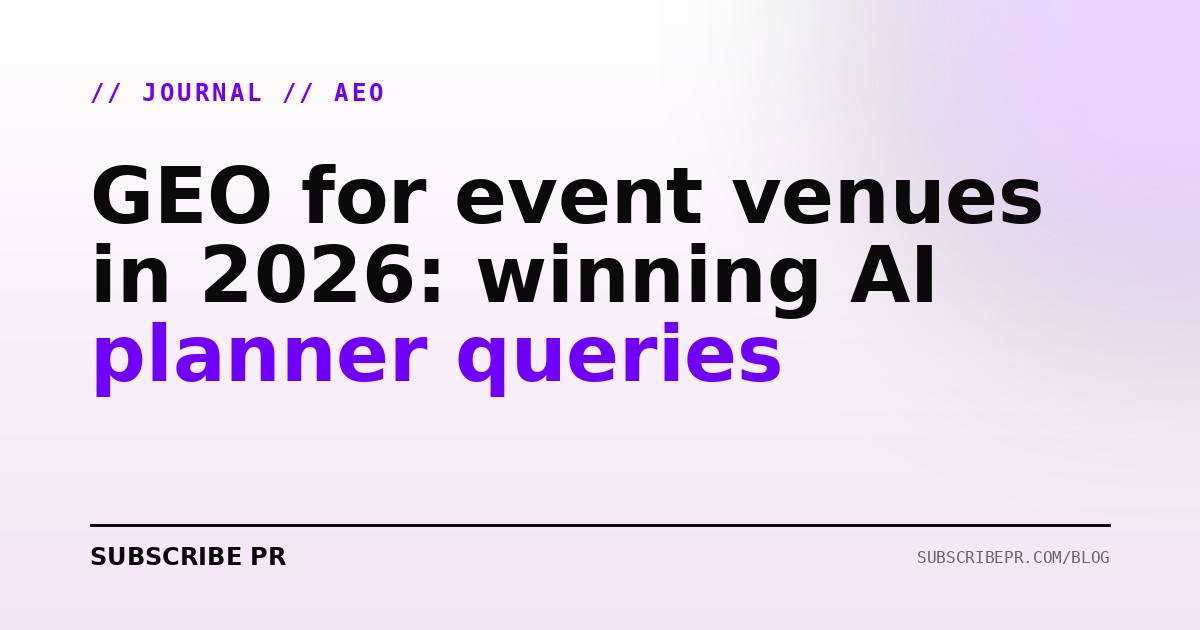 GEO for event venues in 2026: winning AI planner queries