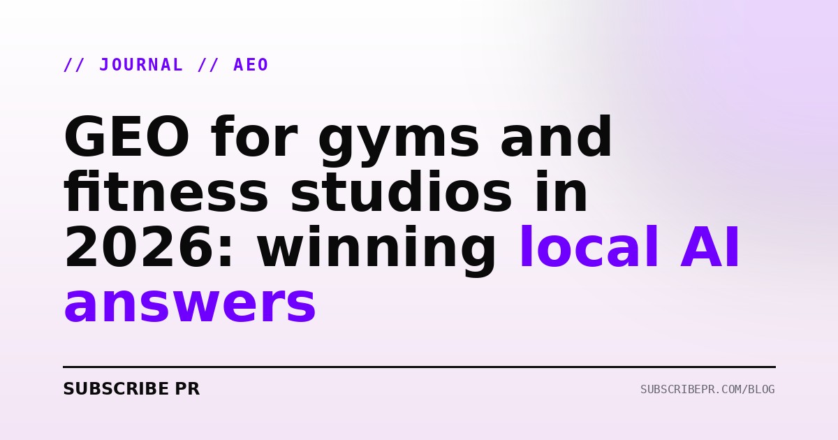 GEO for gyms and fitness studios in 2026