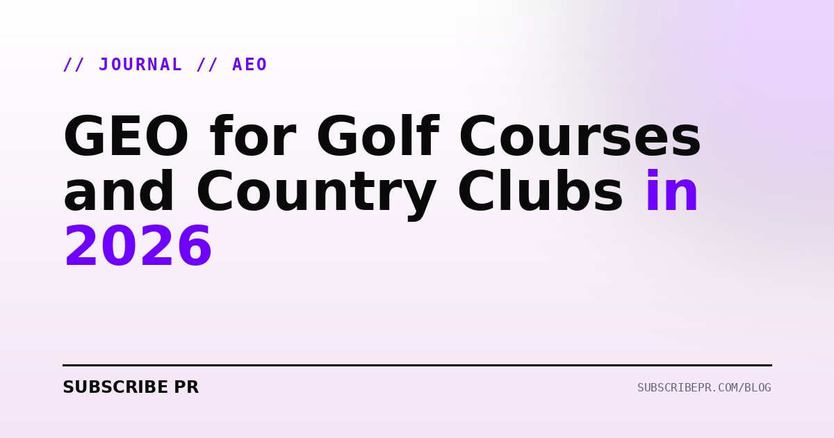 GEO for Golf Courses and Country Clubs in 2026