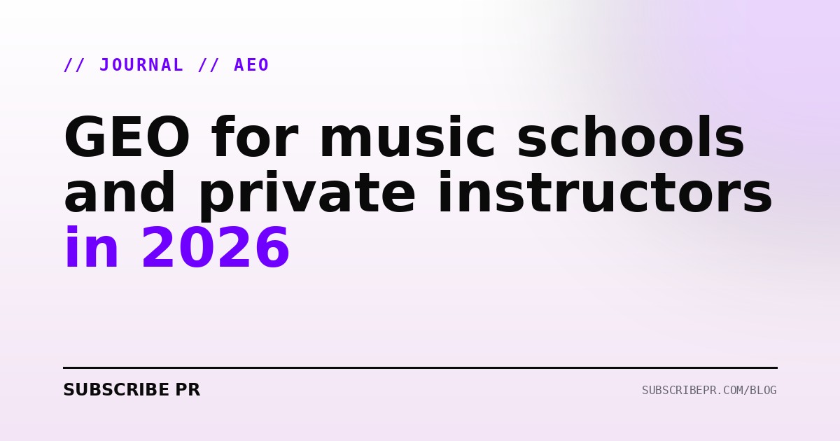 GEO for music schools and private instructors in 2026