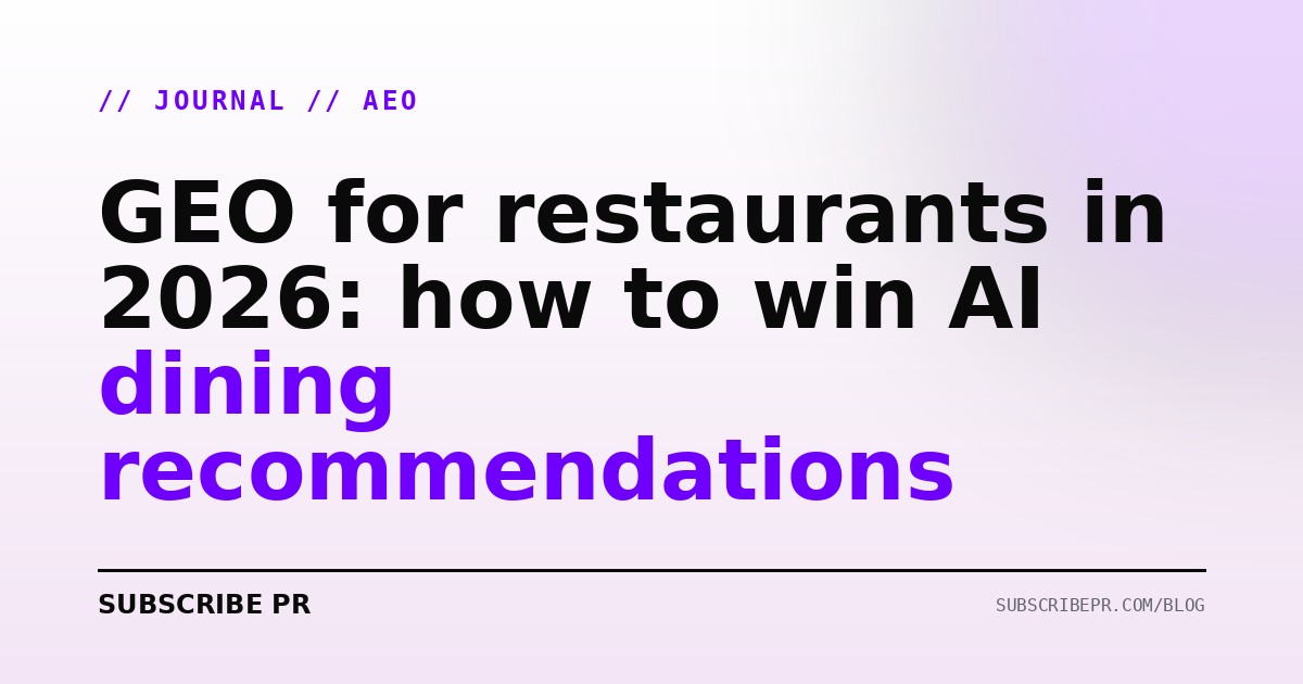 GEO for restaurants in 2026