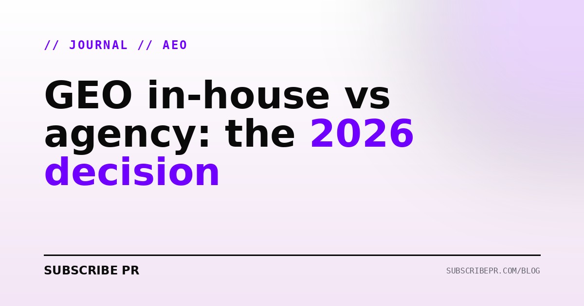 GEO in-house vs agency: the 2026 decision