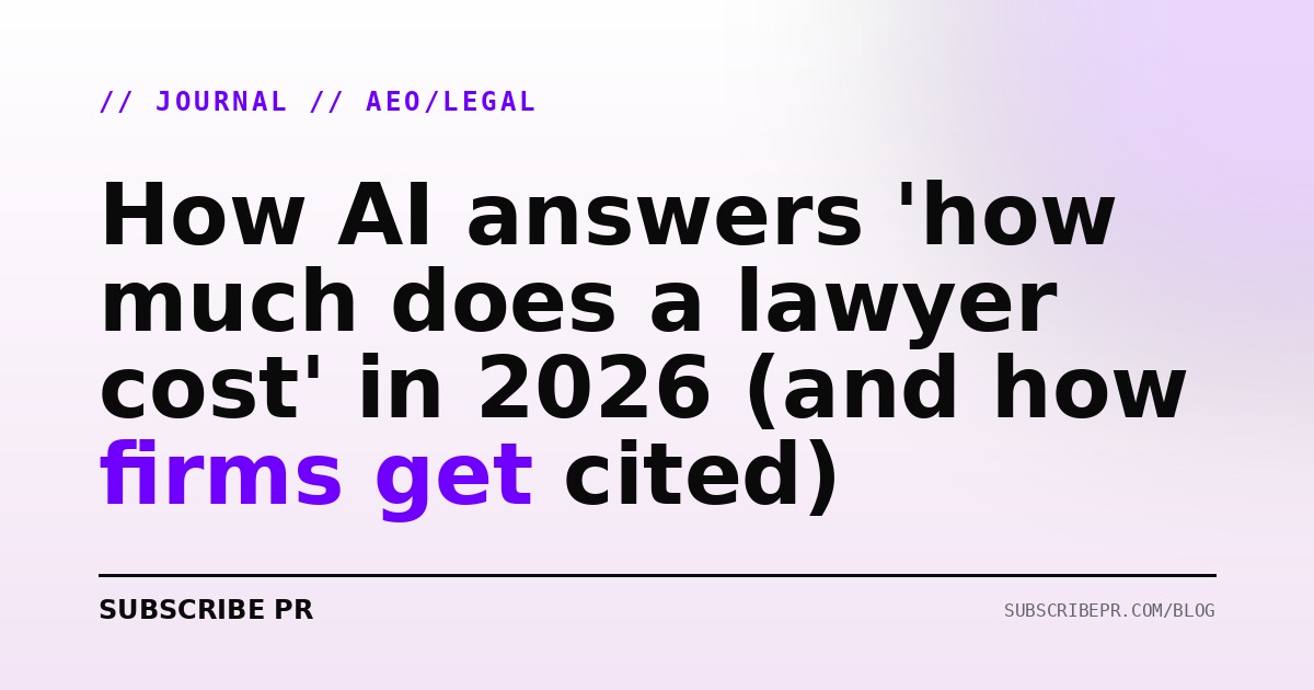 How AI answers 'how much does a lawyer cost' in 2026 (and how firms get cited)