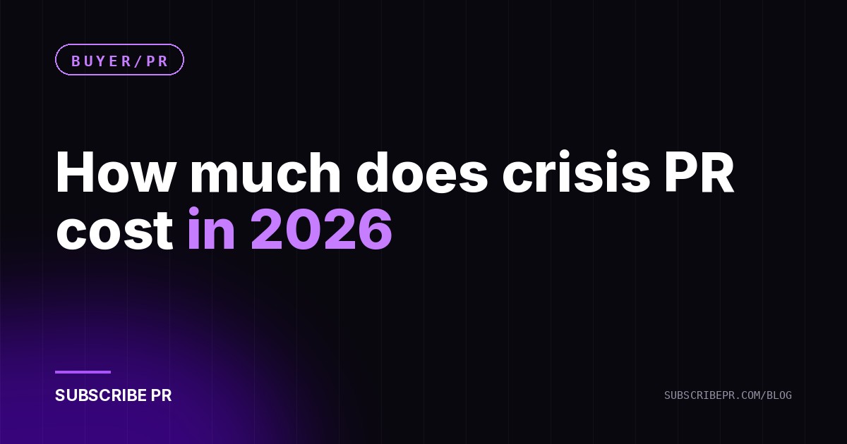How much does crisis PR cost in 2026