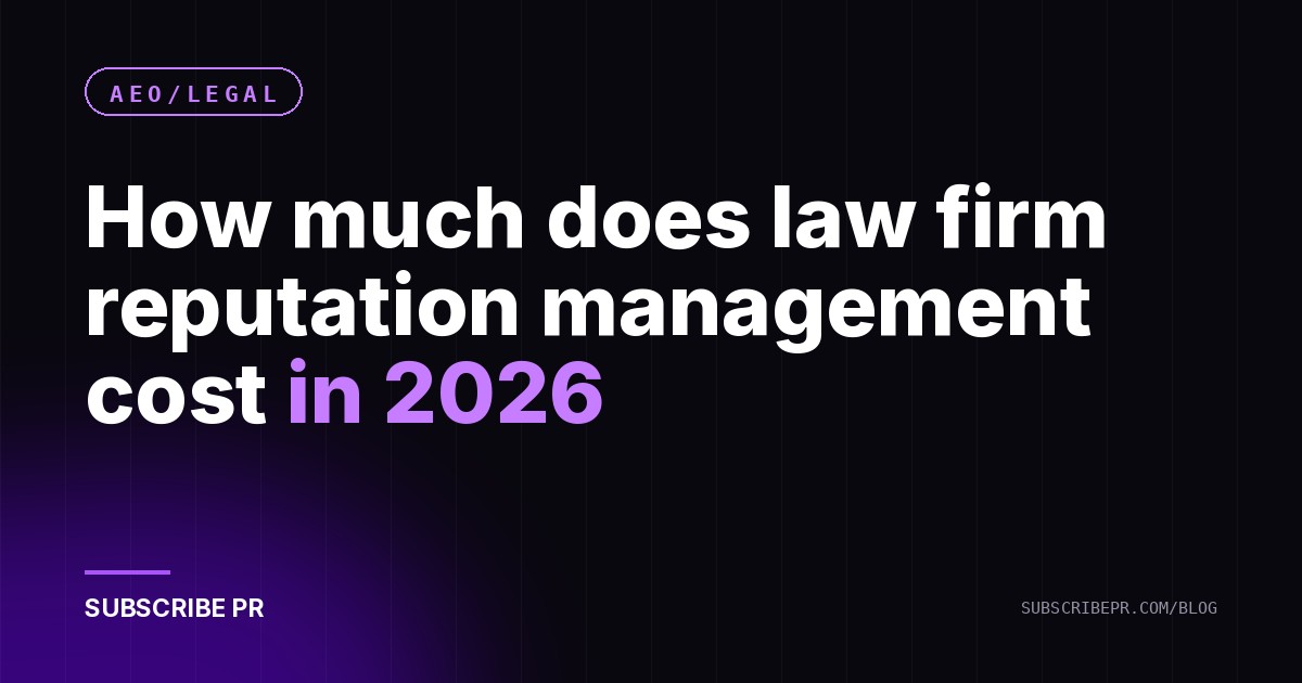 How much does law firm reputation management cost in 2026