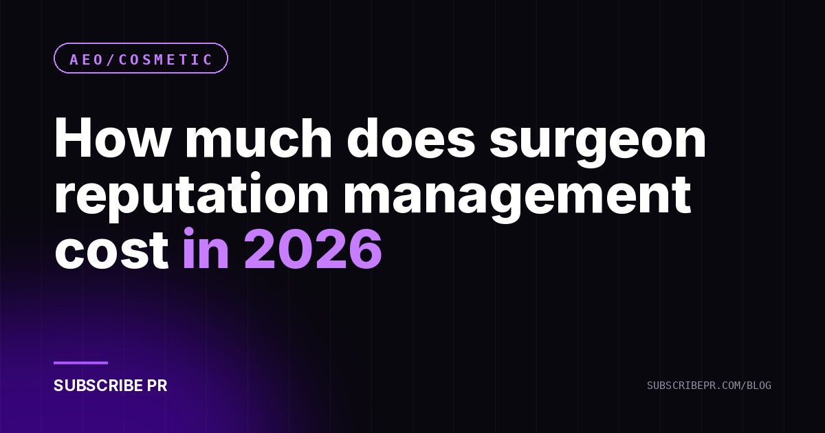 How much does surgeon reputation management cost in 2026