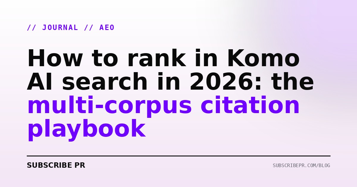 How to rank in Komo AI search in 2026: the multi-corpus citation playbook
