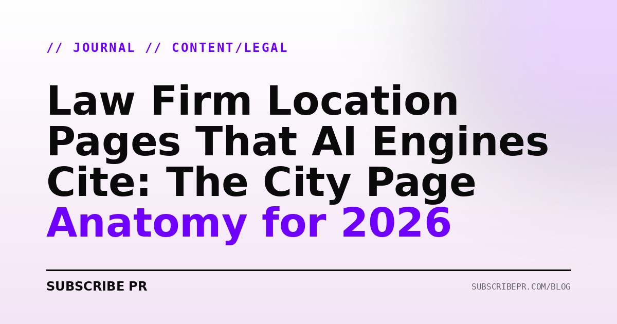 Law Firm Location Pages That AI Engines Cite: The City Page Anatomy for 2026